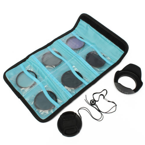 10 in1 58mm UV CPL PLD ND2 ND4 ND8 Filter Kit With Lens Hood Cap For Nikon Canon Camera