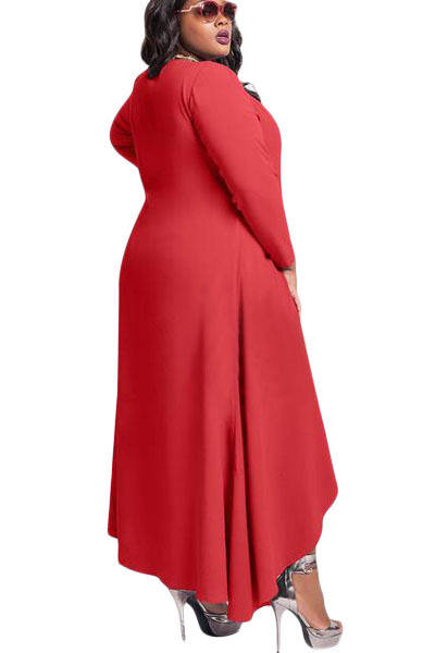 Red Plus Size High Low Loose Fit Maxi Dress Formal Cocktail Party Night Club Evening Wear