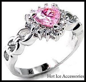 **INTERNATIONAL POSTAGE** 18K WHITE GOLD PLATED SIMULATED PINK TOPAZ RING