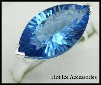 **INTERNATIONAL POSTAGE** HALLMARKED 925 STERLING SILVER SIMULATED BLUE TOPAZ RING