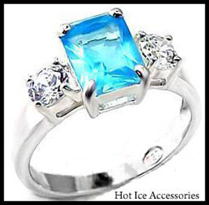 **INTERNATIONAL POSTAGE** SOLID STERLING SILVER SIMULATED BLUE TOPAZ RING