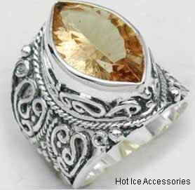 **INTERNATIONAL POSTAGE** HALLMARKED 925 STERLING SILVER SIMULATED CITRINE RING