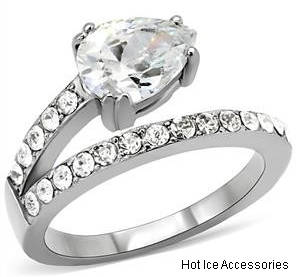 **INTERNATIONAL POSTAGE**STAINLESS STEEL SIMULATED DIAMOND RING
