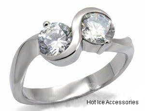 **INTERNATIONAL POSTAGE**STAINLESS STEEL SIMULATED DIAMOND RING