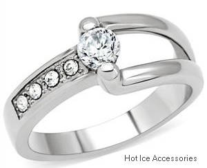 **INTERNATIONAL POSTAGE**STAINLESS STEEL SIMULATED DIAMOND RING