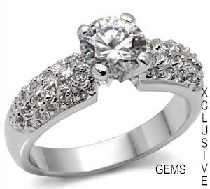 * GORGEOUS* 18K WHITE GOLD PLATED SIMULATED DIAMOND LADIES RING