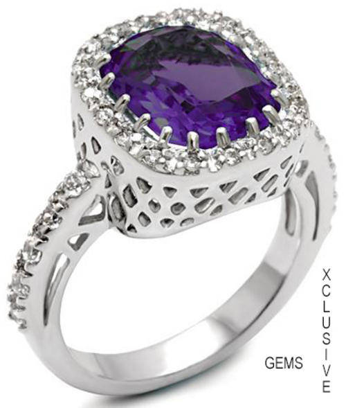 LOCALLY IN STOCK * R35 POSTAGE* 18K WHITE GOLD PLATED SIMULATED AMETHYST LADIES RING