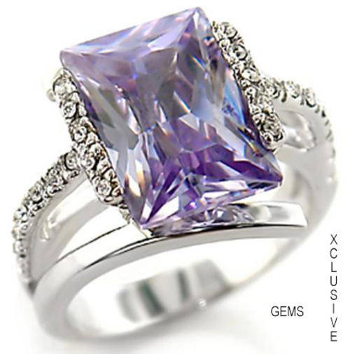 * R35 POSTAGE* 18K WHITE GOLD PLATED SIMULATED AMETHYST LADIES RING