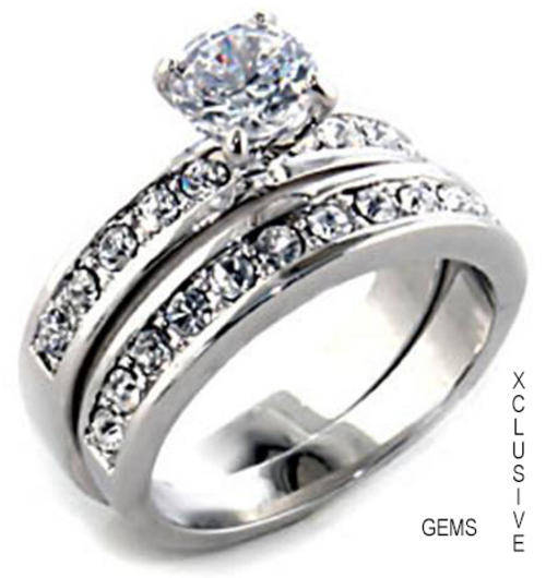 LOCALLY IN STOCK**POSTAGE R35** SIMULATED DIAMOND 18K WHITE GOLD PLATED WEDDING RING SET