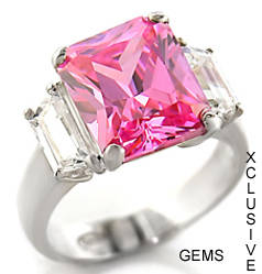 * R35 POSTAGE* 18K WHITE GOLD PLATED SIMULATED PINK TOPAZ LADIES RING