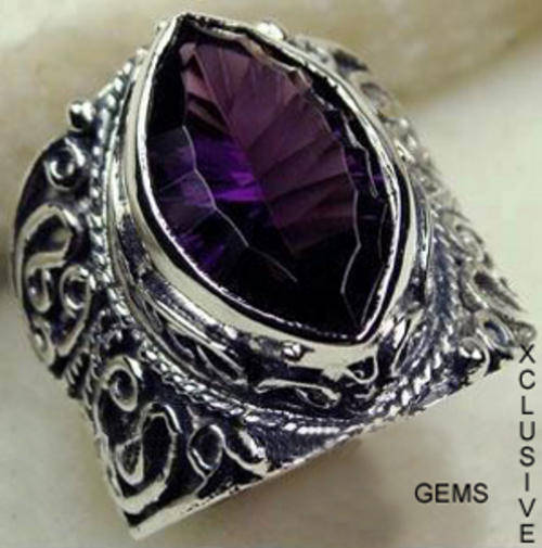*Locally In Stock** STERLING SILVER HALLMARKED SIMULATED DARK AMETHYST RING
