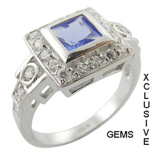**In Stock** STERLING SILVER HALLMARKED SIMULATED SAPPHIRE RING