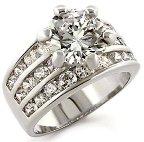* R35 POSTAGE* 18K WHITE GOLD PLATED SIMULATED DIAMOND LADIES RING