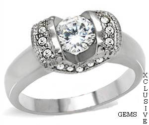 **R35 POSTAGE** SIMULATED DIAMOND STAINLESS STEEL ENGAGEMENT RING