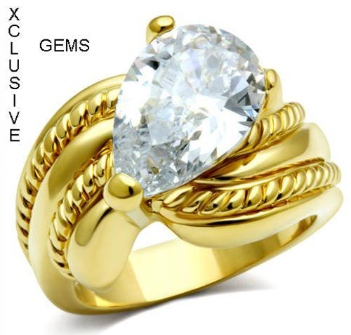 LOCALLY IN STOCK * R35 POSTAGE* YELLOW GOLD PLATED SIMULATED DIAMOND LADIES RING
