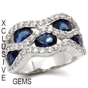 * R35 POSTAGE* 18K WHITE GOLD PLATED SIMULATED SAPPHIRE LADIES RING