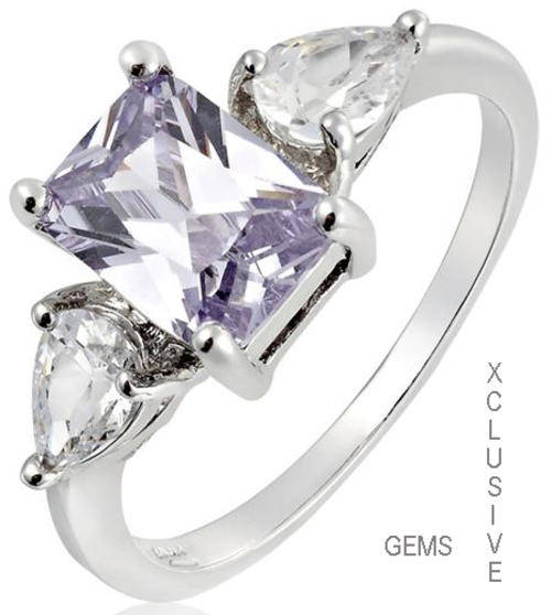 * R35 POSTAGE* 18K WHITE GOLD PLATED SIMULATED AMETHYST LADIES RING