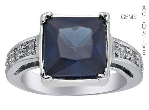 * R35 POSTAGE* 18K WHITE GOLD PLATED SIMULATED SAPPHIRE LADIES RING