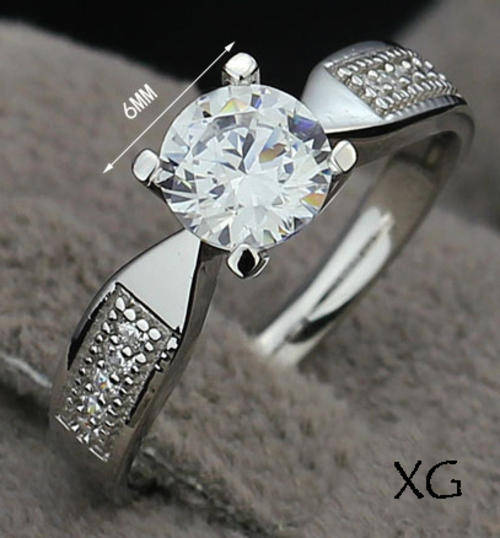 STERLING SILVER HALLMARKED SIMULATED DIAMOND RING