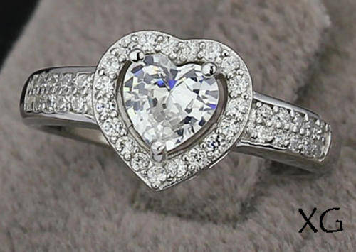 STERLING SILVER HALLMARKED SIMULATED DIAMOND RING