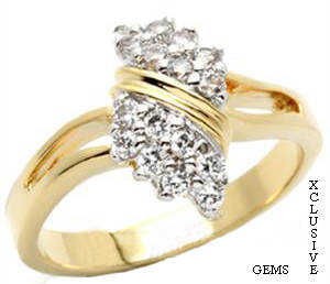18K YELLOW GOLD PLATED SIMULATED DIAMOND LADIES RING