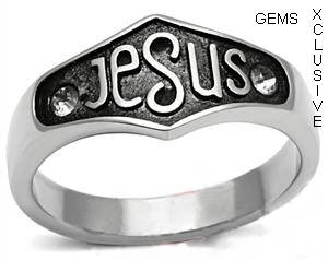 STAINLESS STEEL SIMULATED DIAMOND MEN'S RING