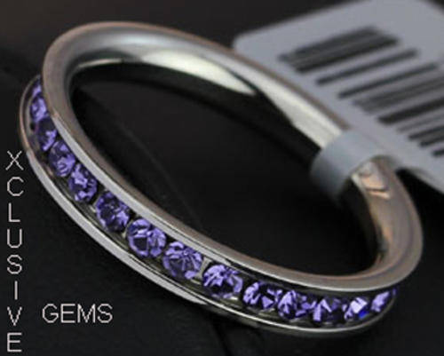 * R35 POSTAGE* STAINLESS STEEL SIMULATED AMETHYST LADIES RING