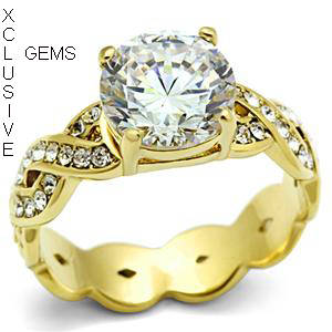 * R35 POSTAGE* 18K GOLD PLATED SIMULATED DIAMOND LADIES RING