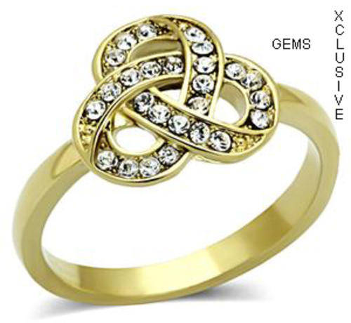 ** 18K YELLOW GOLD PLATED SIMULATED DIAMOND LADIES RING
