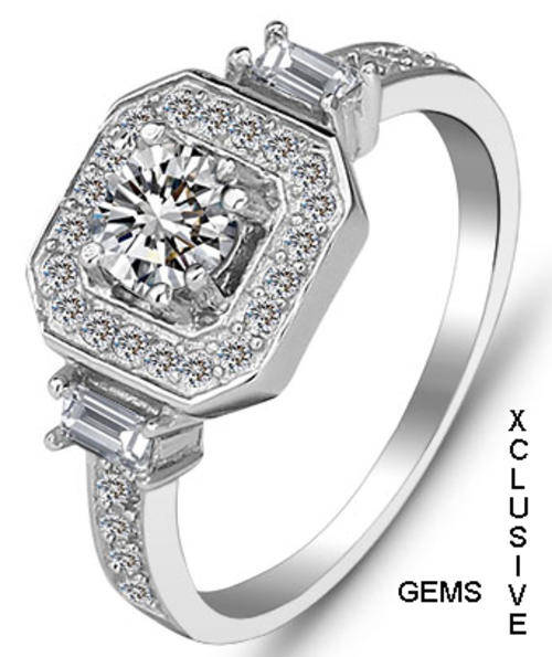 **LOCALLY IN STOCK** GENUINE SOLID STERLING SILVER SIMULATED DIAMOND LADIES RING
