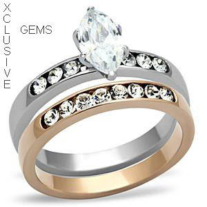 * R35 POSTAGE* 18K WHITE GOLD PLATED SIMULATED DIAMOND WEDDING RING SET