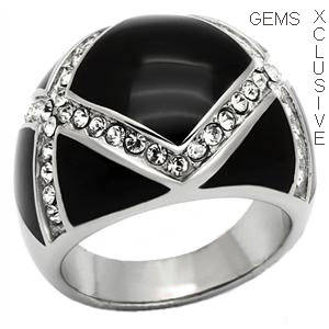 *BEAUTIFUL* STAINLESS STEEL SIMULATED DIAMOND LADIES RING