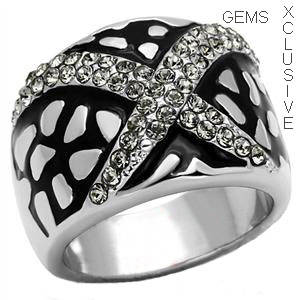 *BEAUTIFUL* STAINLESS STEEL SIMULATED DIAMOND LADIES RING