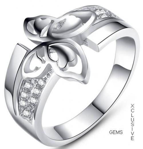 * R35 POSTAGE* 18K WHITE GOLD PLATED SIMULATED DIAMOND LADIES RING