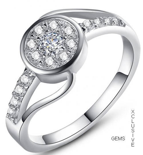 * R35 POSTAGE* 18K WHITE GOLD PLATED SIMULATED DIAMOND LADIES RING