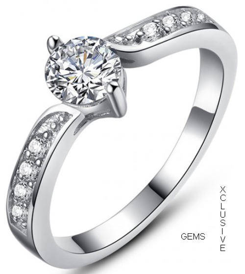 * R35 POSTAGE* 18K WHITE GOLD PLATED SIMULATED DIAMOND LADIES RING
