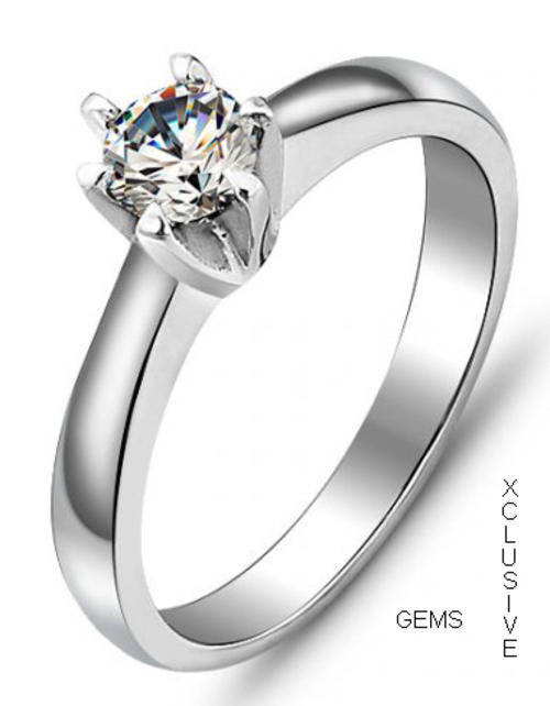 **GORGEOUS SIMULATED DIAMOND STAINLESS STEEL LADIES RING