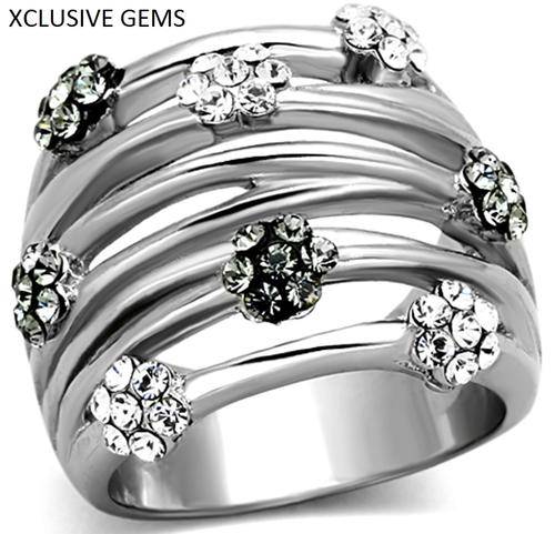 SOLID STAINLESS STEEL SIMULATED DIAMOND LADIES RING