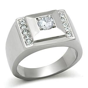 STAINLESS STEEL SIMULATED DIAMOND MEN'S RING