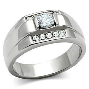 STAINLESS STEEL SIMULATED DIAMOND MEN'S RING