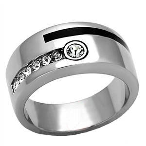 STAINLESS STEEL SIMULATED DIAMOND MEN'S RING