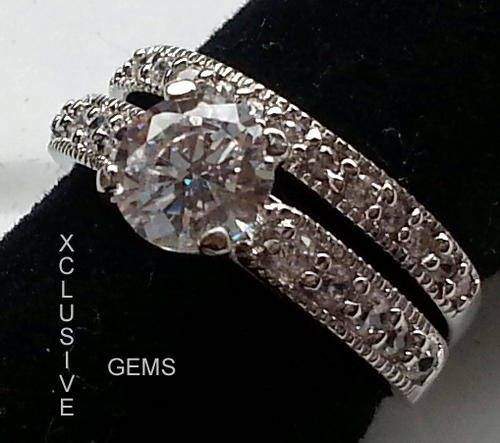 !!XMAS SPECIAL!!*LOCALLY IN STOCK* STERLING SILVER SIMULATED DIAMOND WEDDING RING SET