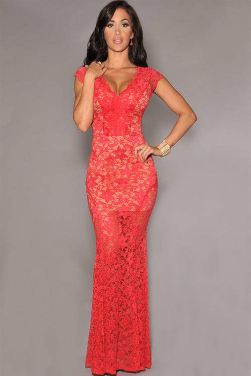 STUNNING FLORAL LACE EVENING DRESS