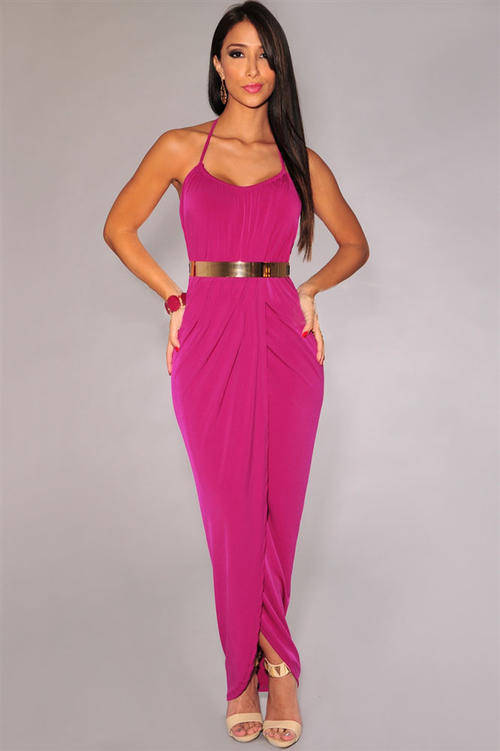 GORGEOUS GOLD BELTED MAXI DRESS