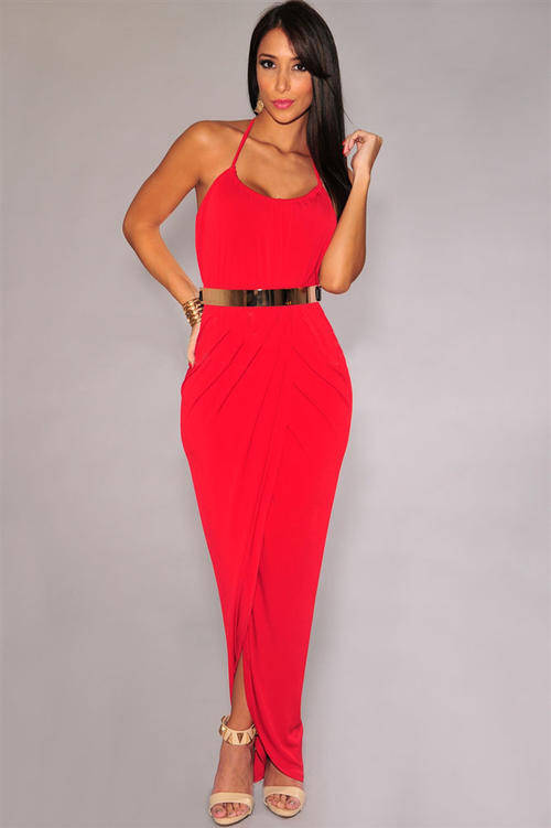 GORGEOUS GOLD BELTED MAXI DRESS