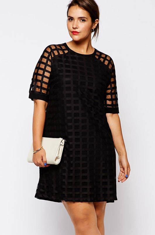 **PLUS SIZE** NET MESH OVERLAY DRESS