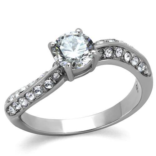 ** 18K WHITE GOLD PLATED SIMULATED DIAMOND LADIES RING