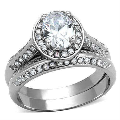 BEAUTIFUL 18K WHITE GOLD PLATED SIMULATED DIAMOND WEDDING RING SET