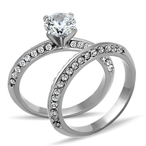 BEAUTIFUL 18K WHITE GOLD PLATED SIMULATED DIAMOND WEDDING RING SET