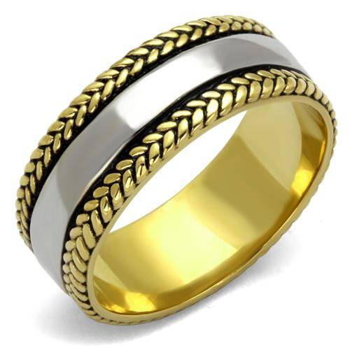18K YELLOW GOLD PLATED GENUINE SOLID STAINLESS STEEL MEN'S RING